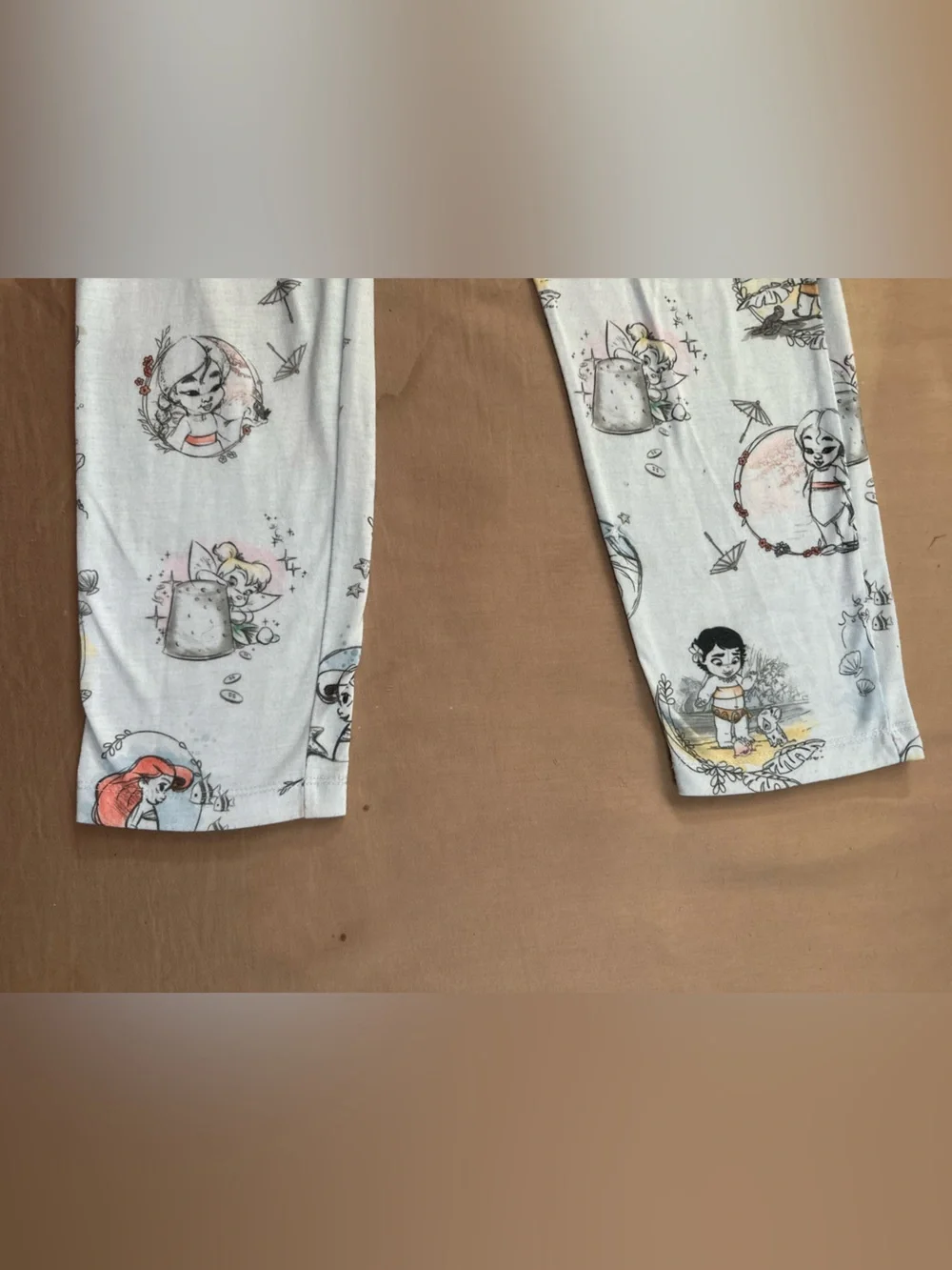 Disney Character Print Light Blue Pajama Pants - Disney Princesses as Babies